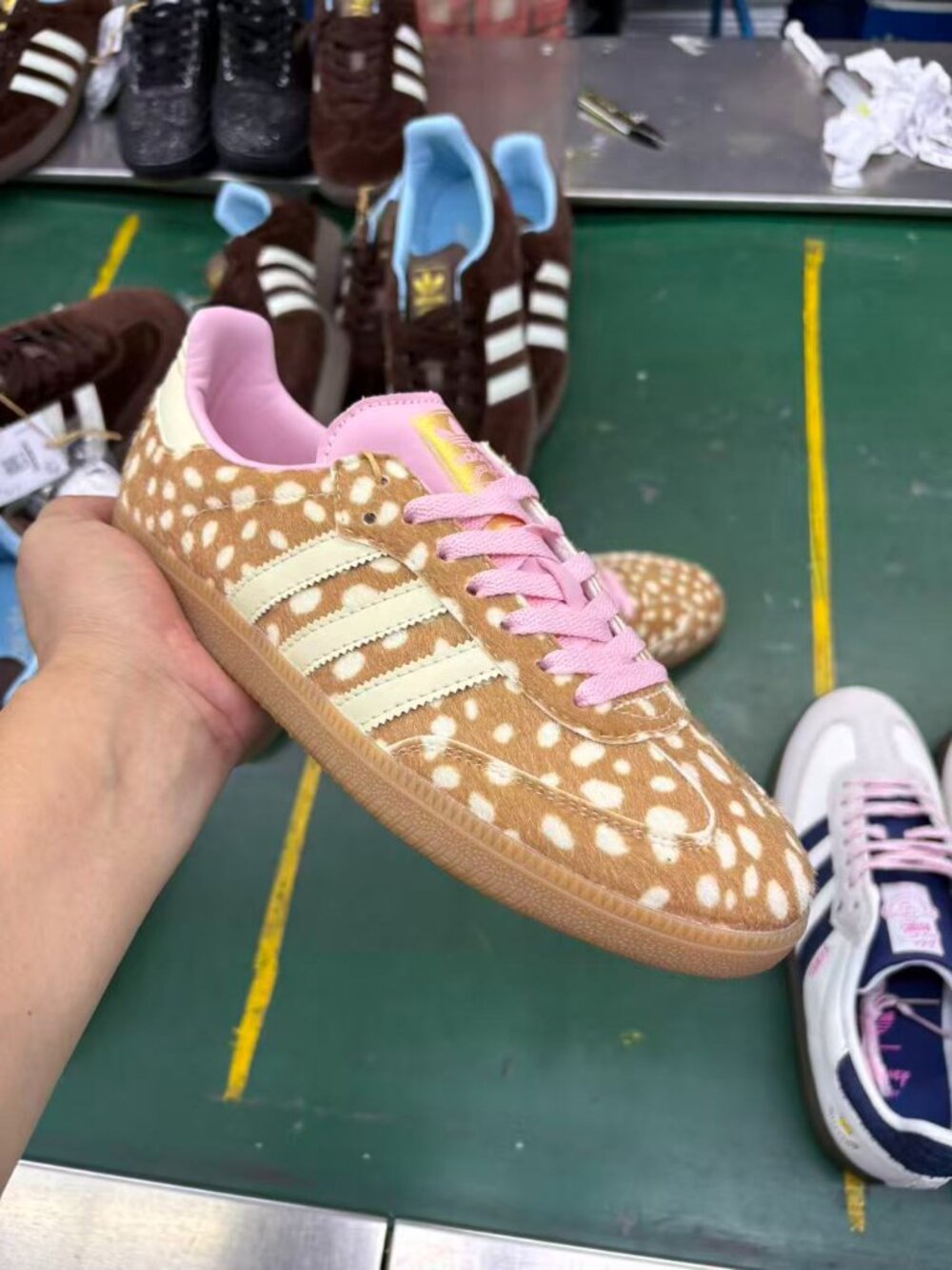 Adidas Samba Fawn Deer Print Pink Laces Sneakers